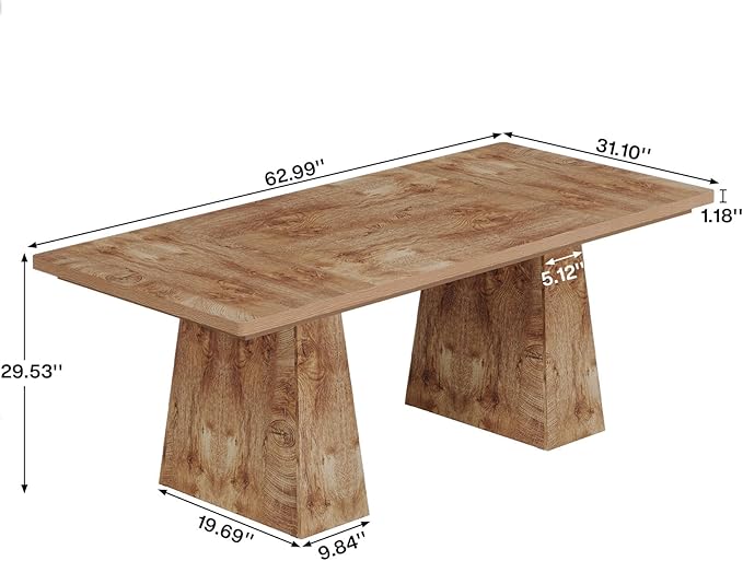 Tribesigns 63-Inch Executive Desk, Large Office Computer Desk with Double Pedestal, Modern Simple Workstations Writing Table Conference Table Business Furniture for Home Office, Natural