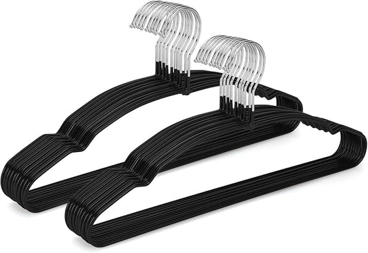 TOPIA HANGER Metal Hangers 20 Pack, Non Slip Clothes Hangers Space Saving, Heavy Duty Rubber Coated Wire Hanger for Coat, Shirt, Dress, Pants-Black, CT12H