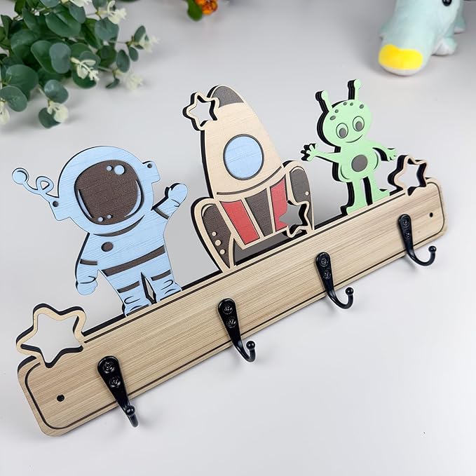 Dog Leash Holder for Wall Mount, Farmhouse Wooden Dog Claw Hooks, Paws Key Rack Accessories for Rustic Home Decor (Space)