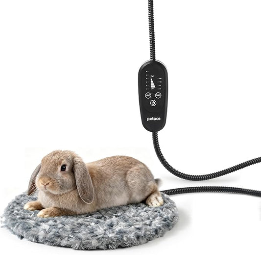 Adjustable Temperature Heated Cat Bed & Dog Heating Pad with Timer, Chew-Resistant Cord, Thick and Soft Cover, Indoor Pet Heating Pad, Round 11.8"