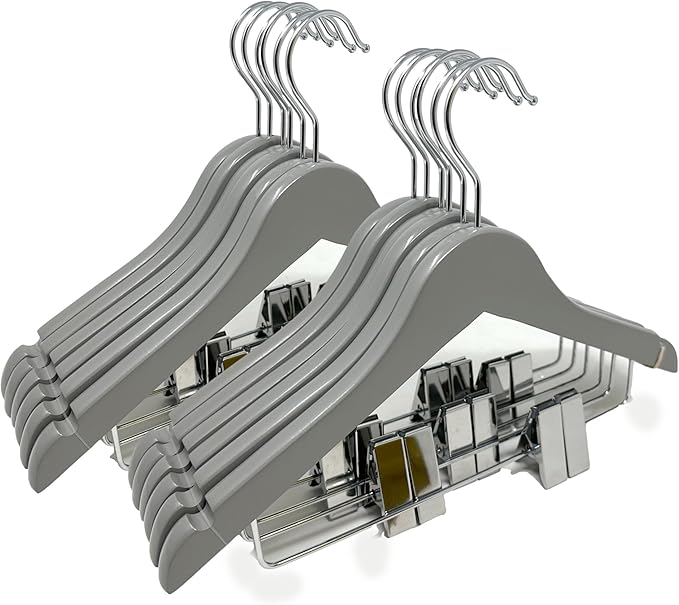 Kids Hangers with Metal Clips Pant Bar 4T-10 (Paloma Grey)