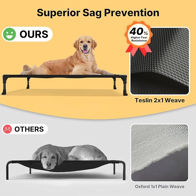 Veehoo Cooling Elevated Dog Bed, Portable Raised Pet Cot with Washable & Breathable Mesh, No-Slip Feet Durable Dog Cots Bed for Indoor & Outdoor Use, X Large, CWC1803-XL