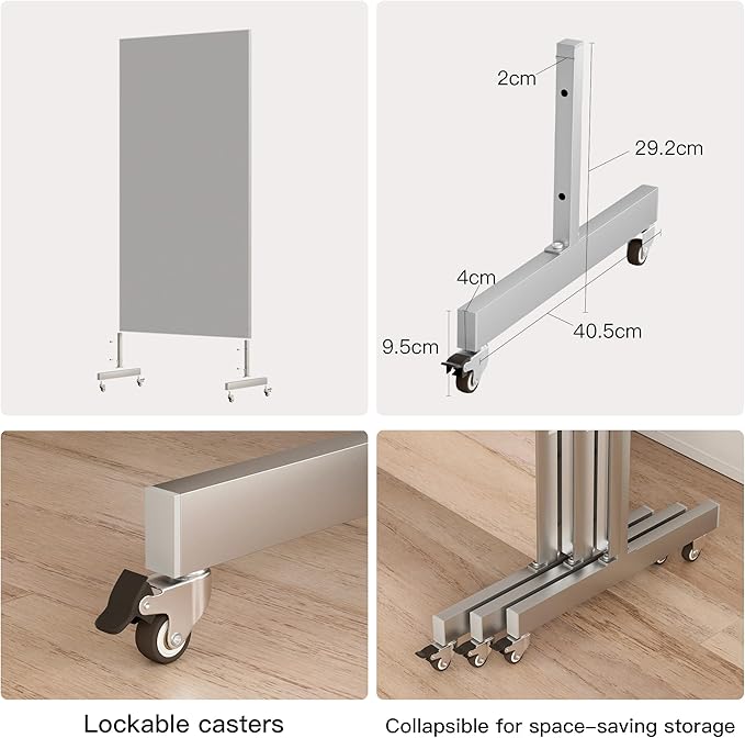 brisafe 63"x20" Ultra-Light Mobile Floor Mirror with 360° Wheels, 0.04mm Shatterproof Nano Film for Home Gym/Yoga/Dance Studio & Commercial Use (60% Insurance Savings, White)