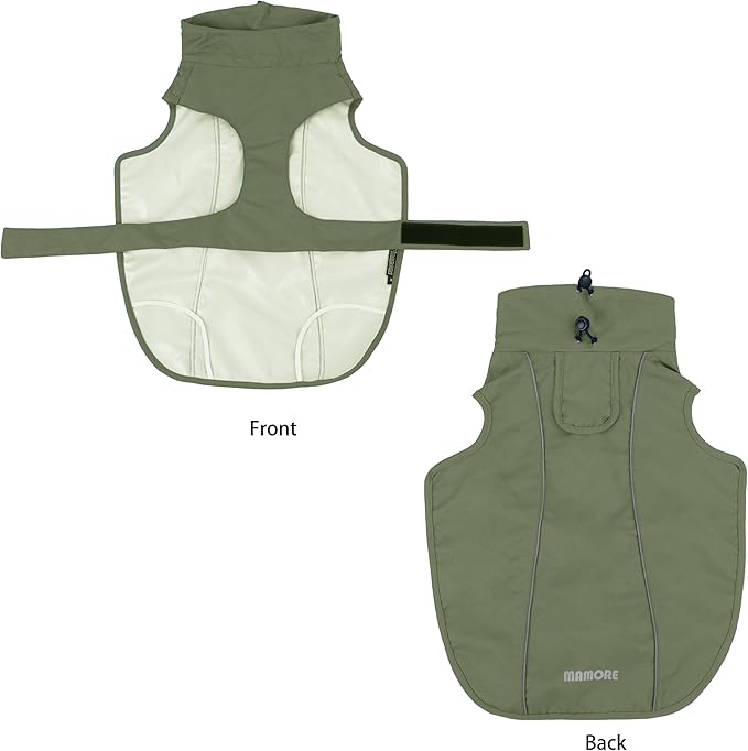 Adjustable Waterproof Dog Raincoat for Dogs,Lightweight Pet Rain Jacket Puppy Clothes with Reflective Strip for Small Medium Large Dogs (Army Green, Medium)