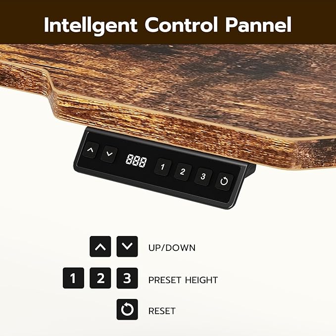 59 Inch L Shaped Standing Desk Adjustable Height, Electric Corner Standing Desk, Sit Stand Computer Table with Reversible Splice Board, Rustic Brown