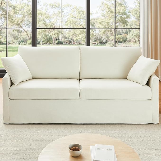 85" Chenille Sofa Couches for Living Room, 3 Seater Sofa with 2 Pillows, Modern Couches Tool-Free Setup, Comfy Oversized Loveseat with Medium Firm Cushions for Small Spaces, Apartment