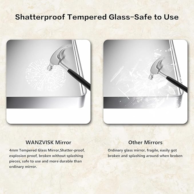 Silver Framed Mirrors for Bathroom,60 x 36 Inch Rounded Conner Rectangle Mirror for Wall, Matte Silver Vanity Mirror with Tempered Glass,Hangs Horizontally or Vertically