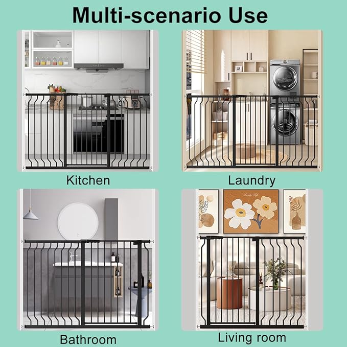 ALLAIBB Black 40.55" Extra Tall Wide 29.92-46.06" Baby Gate Pressure Mounted Walk Through Child Kids Safety Toddler Tension Pet Dog Gates with Extension for Doorways Kitchen