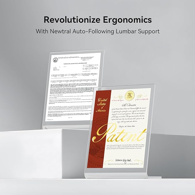 Newtral Ergonomic Office Chair with Fully Adaptive Lumbar Support, 136°Tilt Function, Computer Desk Chair with Soft 4D Armrest, Adjustable Headrest (Supreme Without Laptop Tray, Black)