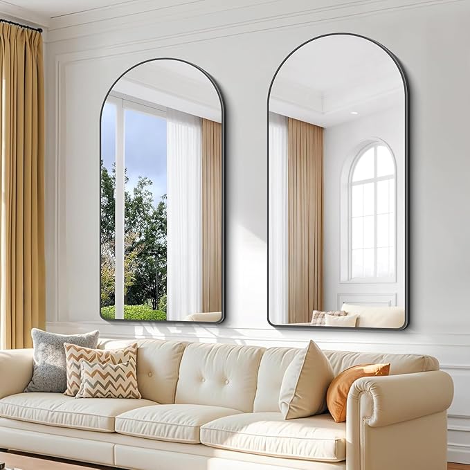 GLASHOM Arched Bathroom Mirror, 55"x30" Black Arched Mirror for Bathroom, Wall Mounted Mirror, Black Vanity Wall Mirror Metal Frame for Bedroom, Entryway, Living Room, Vertically Hanging