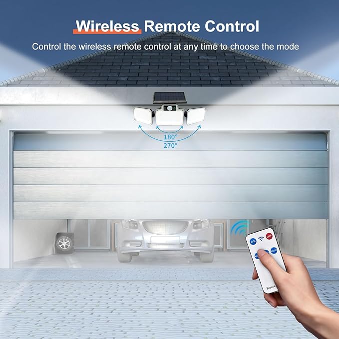 280 LED Solar Flood Security Lights, Solar Lights Outdoor with Motion Sensor, Flood Lights with Remote, Waterproof Dusk to Dawn for Porch, Patio, Yard, Garage