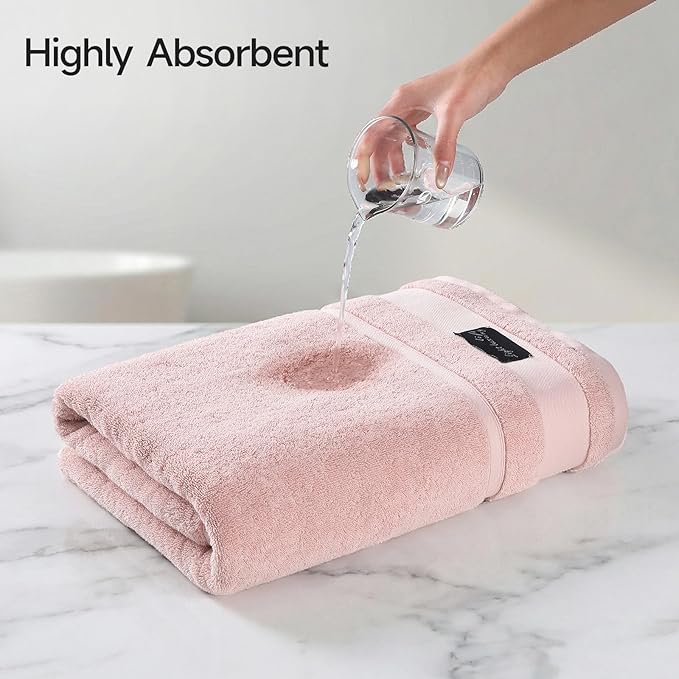 REDKISS 2 Pack Large Bath Towels Set, 100% Cotton, 31x63 in, Heavyweight 760G, Highly Absorbent & Quick Dry, Super Soft Luxury Towels for Bathroom,Hotel Collection - Pink