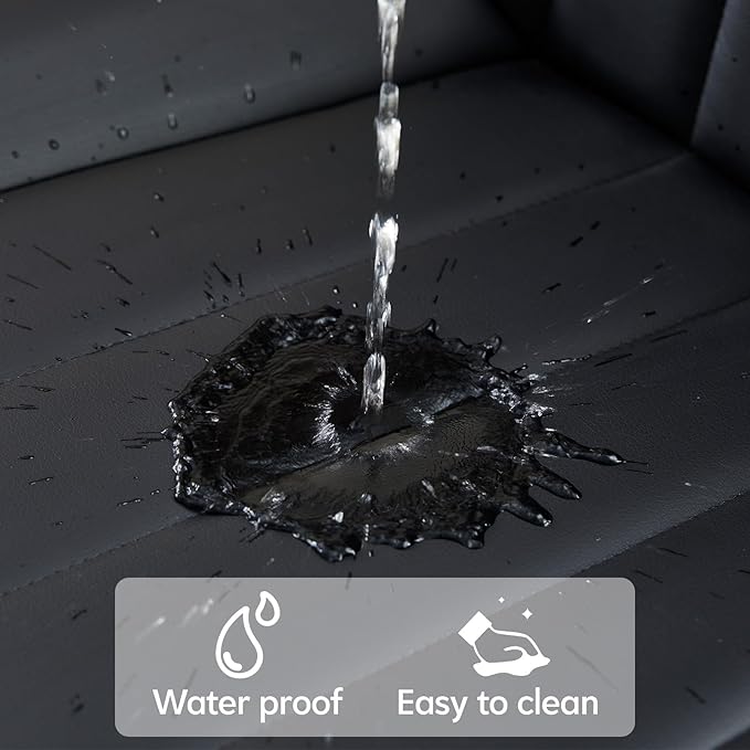 Dining Chairs Set of 4, Faux Leather Modern Linear Design Dining Chair with Metal Legs, 16.9" Seat Width Chair for Kitchen, Lounge, Reception Room, Restaurant, Commercial (Black)