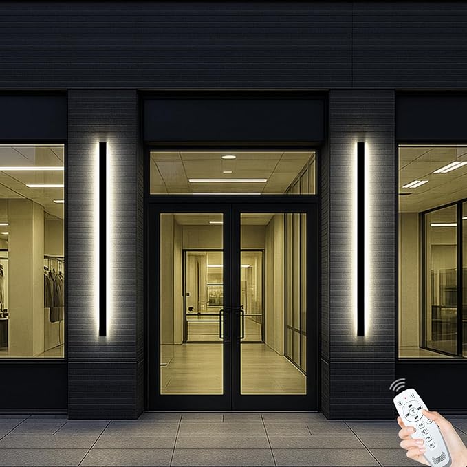 Long Outdoor Wall Lights, 3CCT Color Selectable 79 in Outdoor Wall Sconce with Remote Control,Waterproof Exterior Linear Wall Light Fixture for House Garage