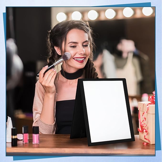 Foldable Portable Full Length Mirror for Dorm Dance Backstage Camping Travel Hanging Folding Makeup Body Mirror for Dancers Artists Home Aestheticians Spa(Black,25.6" X 12")