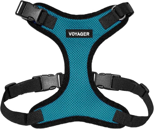 Voyager Step-in Pet Harness - All Weather Mesh, Adjustable Step in Harness for Cats and Dogs by Best Pet Supplies - Turquoise/Black Trim, S