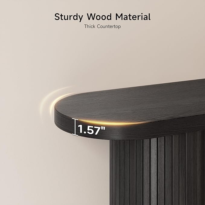 ONBRILL 55 Inch Fluted Entryway Table, Sofa Table Behind The Couch, Long Console Tables, Modern Entrance Stand for Hallway, Living Room Foyer, Farmhouse Style (Black)