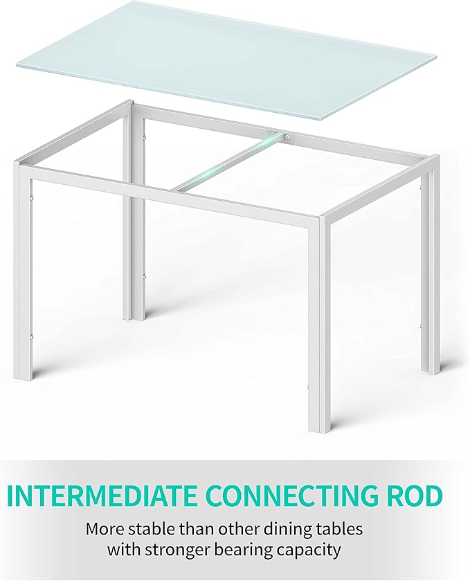 Gizoon Glass Dining Table Sets for 6, 7 Piece Kitchen Table and Chairs Set for 6 Person, PU Leather Modern Dining Room Sets for Home, Kitchen, Living Room