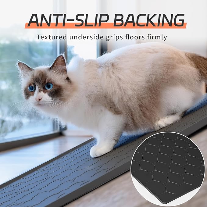 Large Silicone Cat Litter Mat, Waterproof/Urineproof, Litter Recycling, Easy to Clean, Soft on Kitty Paws (22"X34"- Black)