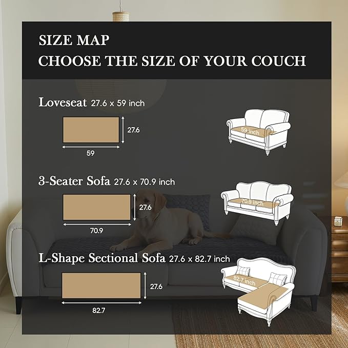 Couch Covers for 3 Cushion Couch Sofa Pet Friendly,Non-Slip Sofa Cover Washable