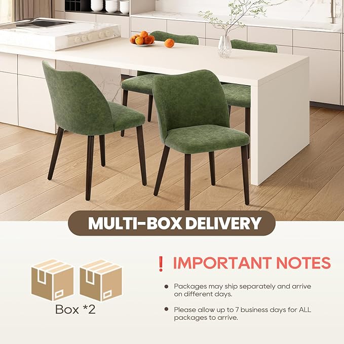 Wooden Dining Chairs Set of 4, Upholstered Kitchen Dining Room Chair, Modern Farmhouse Dinner Chair for Restaurant & Cafe, Green