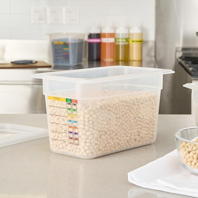 Restaurantware Food Pans Pack of 10 Plastic Rectangle Food Containers 1/4 Size with Traceability Label, Storage Containers Dishwashable Hot Cold Friendly for Restaurants Buffet Commercial Use