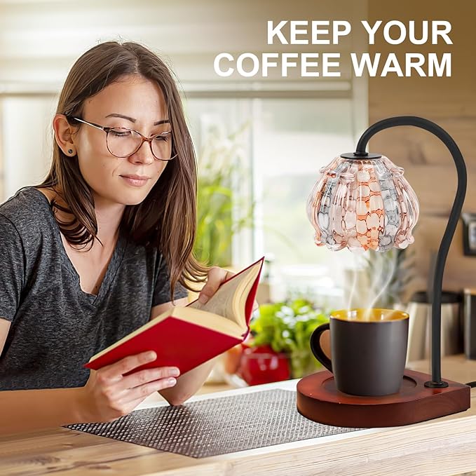 Candle Warmer Lamp with Timer, Dimmable Electric Candle Warmer Melter, Small & Large Jar Fragrance Candle Holders for Home Decoration Gift for Women, White-Orange