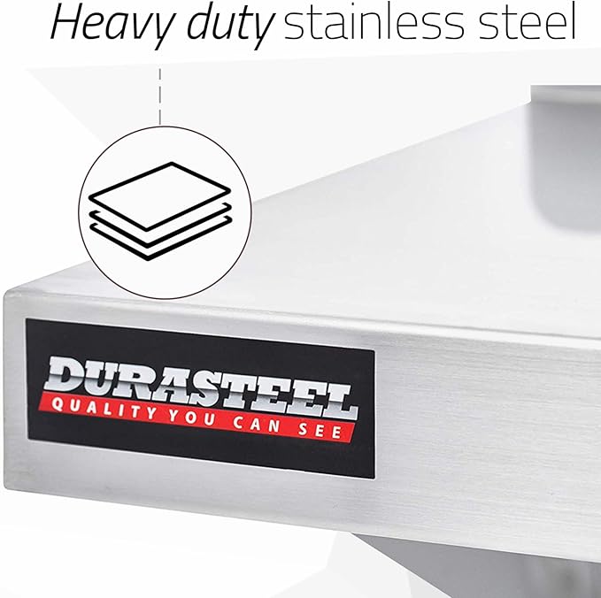 DuraSteel Stainless Steel Wall Shelf - 48" Wide x 12" Deep Commercial Grade - NSF Certified - Industrial Appliance Equipment (Restaurant, Bar, Home, Kitchen, Laundry, Garage and Utility Room)