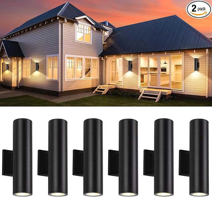 6 Pack 14inch LED Up & Down Wall Lights,18W E26 4000K Day White 1800LM Outdoor Wall Light Aluminum Body Waterproof IP65 led Porch Light for Wall Patio Garage Garden