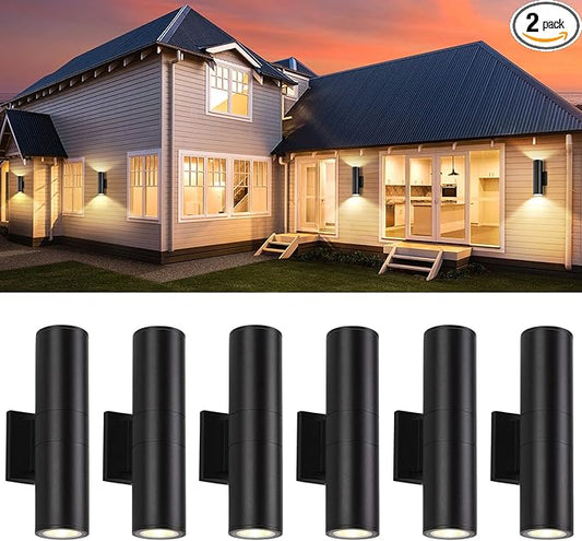 6 Pack 14inch LED Up & Down Wall Lights,18W E26 4000K Day White 1800LM Outdoor Wall Light Aluminum Body Waterproof IP65 led Porch Light for Wall Patio Garage Garden