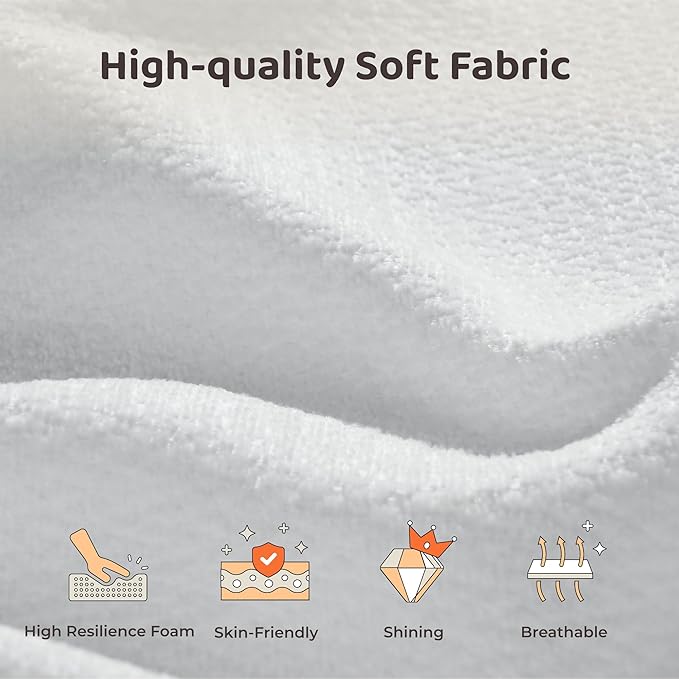 RECCI Cloud Upholstered King Bed Frame with Headboard, 5 Inch Foam Padded Platform, No Box Spring, Easy Assembly (Off-White)