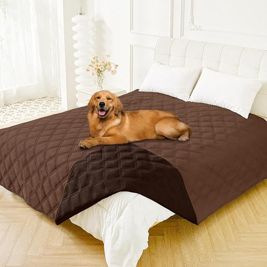 Smiry Waterproof Dog Bed Cover Blanket 82x82, Soft Reversible Pet Blanket, Washable Leakproof Cats Dogs Couch Cover for Sofa, Couch, Furniture, Brown/Chocolate