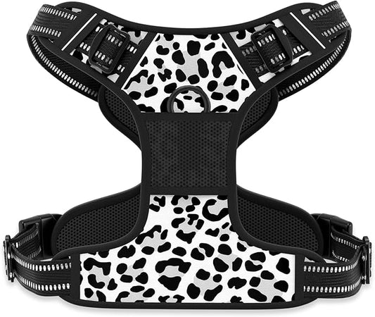 Rnivvi No Pull Dog Harness, Cute Leopard Reflective X-Small Sized Puppy Harness, Adjustable Soft Padded Vest for Small Dogs, Cats, Heavy Duty Pet Vest with Easy Control Handle for Walking, White