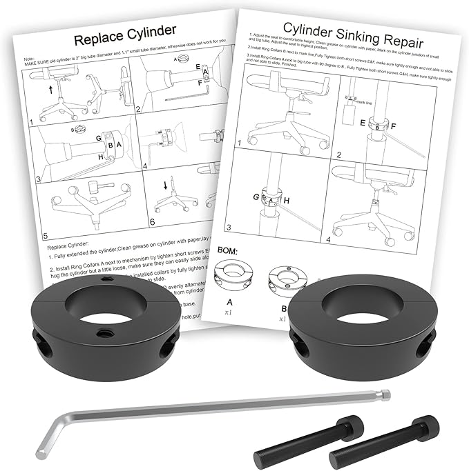 MySit Gas Lift Cylinder Removal Tools 28mm/1.1-Inch, Removal Tools Sets for Replace Office Chair Cylinder, Fix Sinking Office Chair Stainless Steel Chair Saver for Stop Sinking - 2 Pieces