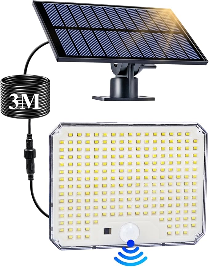 Solar Flood Lights Outdoor, 226 LEDs Flood Lights Motion Sensor, Dusk to Dawn Solar Outdoor Lighting with 3 Modes, Remote Control Outside Security Porch Lights for Garage Patio Yard (1 Pack)