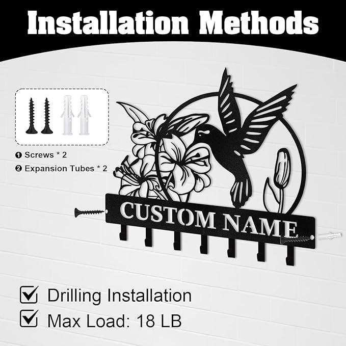 Personalised Key Holder for Wall, Garden Tool Organizer, Key Holder Wall Mount, Garden Decor, Heavy Duty Key Organizer Rack for Outdoor Yard Entryway Office Storeroom, Gardening Gifts