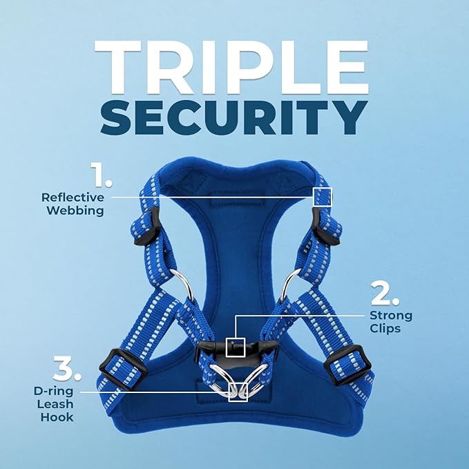 Best Pet Supplies Voyager Adjustable Dog Vest Harness Breathable No Pull Harness for Small, Medium, Large Dogs, Harness for Walking, Jogging, Easy Step-In, Reflective Stripes - Royal Blue, S