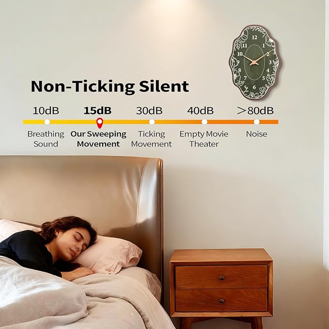 Mid Century Wall Clock Retro Irregular Shape Modern Battery Operated Analog Wall Clock Neutral Large Display Green Silent Clocks for Kitchen Living Room Bedroom Decor 12 Inch