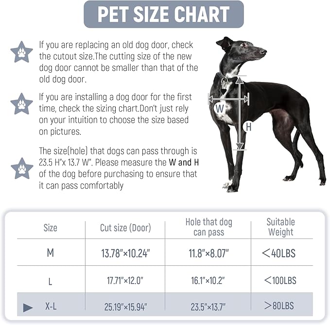 [Petoasis] Heavy Duty Aluminum Dog Door with Lock,3 Flap Insulated Doggie Doors with Installation Manual,Durable and Rust Resistant, Patent: USD1057087S, (Black, XLarge for Wall)