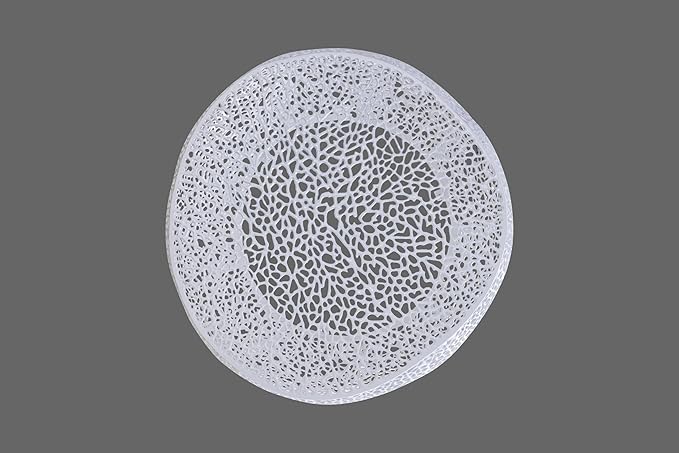 Modern Contemporary Round 32" Coffee Table, Solid Aluminum intrigued Design, Drum Shaped Mesh Cocktail Table, Creative Center Table for Living Room and Bedroom, Casted in White