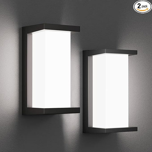 Outdoor Porch Lights 3000K 40000K 5000K 3 Colors Selectable, LED Outdoor Light Fixtures Wall Mount 2 Pack, Super Bright 1500lm Aluminum Exterior Lighting Fixtures for Outside House Front Door