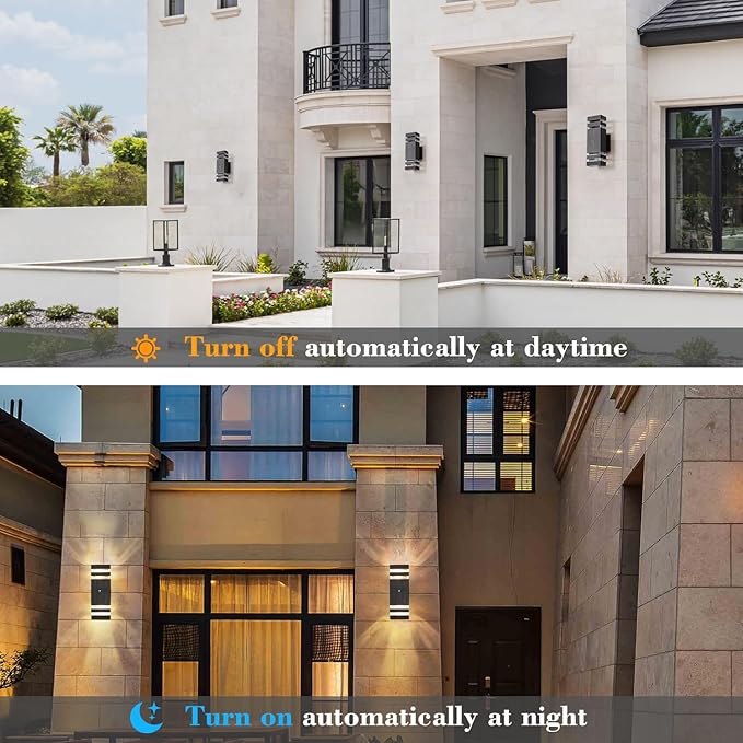 4 Pack Dusk to Dawn Outdoor Wall Light, 14W IP65 3000K 1100LM Warm White Outdoor Lighting, Outdoor Sconce Wall Mount, Square Modern Outside Wall Lights Patio Garage