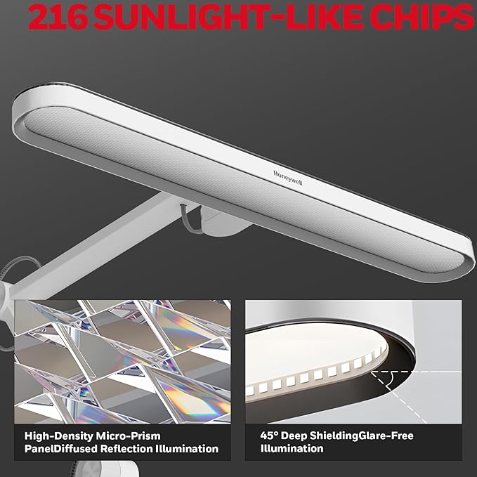 Honeywell LED Floor Lamp Mordern - 05D01 Sunturalux™ Dimmable Floor Lamp for Living Room Standing Lamp, Eye-Caring Standing Light for Home Office Bedroom White