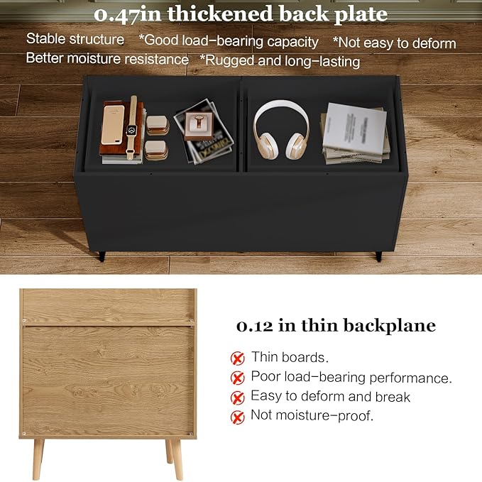 Modern Chest of Drawers with 6 Drawers,Deep Drawers,Clothes Organizer,Large Storage Cabinet for Living Room, Bedroom,Hallway,with Anti-Tipping Device,Black