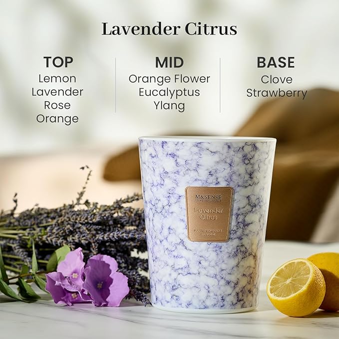 M&SENSE Extra Large Candle 35oz 150H LavenderCitrus Scented Candle, 3 Wick Highly Scented Jar Candle, XL Candles Gift for Stress Relief, Meditation, Yoga