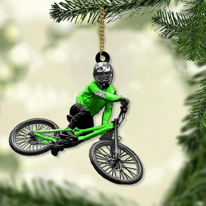 UrbanNEST Personalized Mountain Bike Christmas Ornament, Bicycle Ornaments for Christmas Tree, Mountain Bike Ornament, Bicycle Ornaments, Biker Girl Gifts, Gifts for Cyclist, Xmas Decorations