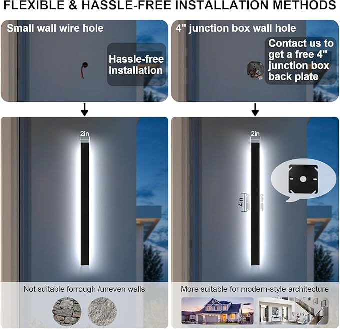 Modern Outdoor Wall Lights, 3CCT Dimmable Black Outdoor Wall Sconce with Remote Control, 70.87in Waterproof Linear Exterior Wall Light for Entrance, Hallway, Garage