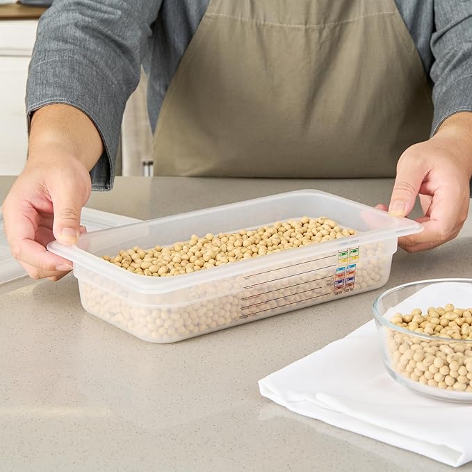 Restaurantware Food Pans Pack of 10 Plastic Rectangle Food Containers 1/3 Size with Traceability Label, Storage Containers Dishwashable Hot Cold Friendly for Restaurants Buffet Commercial Use