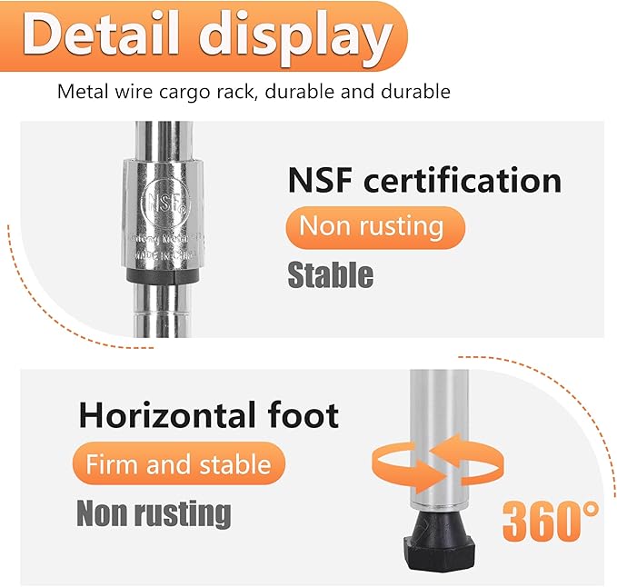BestOffice | 5-Tier Wire Storage Shelves | 17x12x48 | Chrome | with Adjustable Racks | Heavy-Duty Metal Shelf, Holds Upto 750 lbs | No-Tool Assembly | Ideal for Home & Garage Shelving