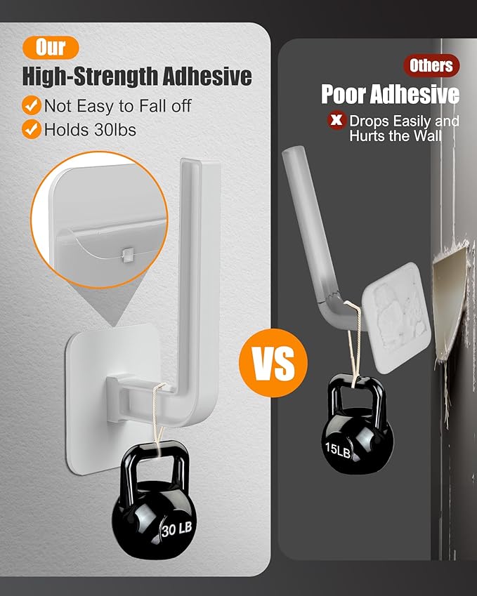 Hat Rack for Hat Storage (8-Pack), Multi-Purpose Hat Organizer, Strong Adhesive Hat Hooks for Wall Hat Organizer for Baseball Caps, Two Mounting Options Hat Hook, White